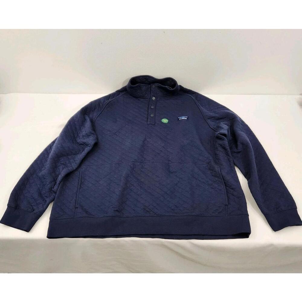 L.L. Bean Quilted Full Zip Sweatshirt Mens 3X XXXL Navy Regular Fit Sweater NWT
